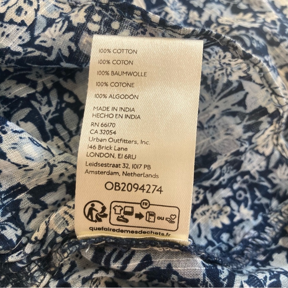 Free People Daybreak Printed Cotton Blouse in Chambray Combo Blue, Size M, NWOT - Picture 15 of 16